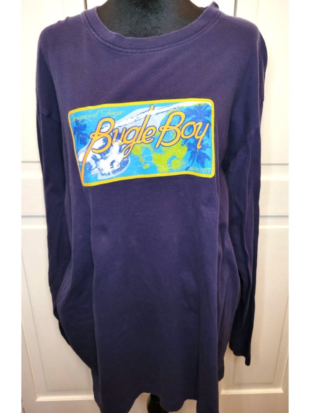 Vintage 90s Bugle Boy Long Sleeved Graphic Tee 2X Skater Retro Back to School
